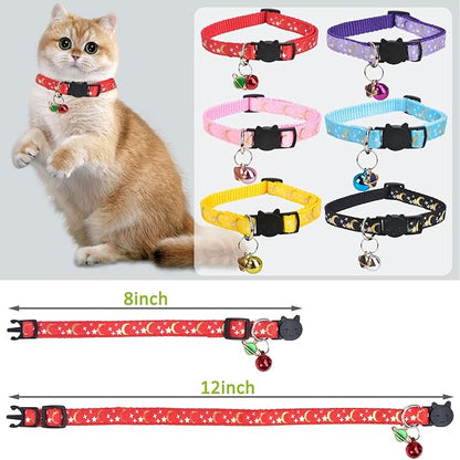 CONLI 6 Pack Collars with Bells for Stars and Moon
