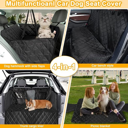 New Upgrade Dog Car Seat Cover for Back Seat of Cars SUV Trucks Waterproof Scratch Proof Dog Car Hammock Washable Pet Backseat Covers with Mesh Window