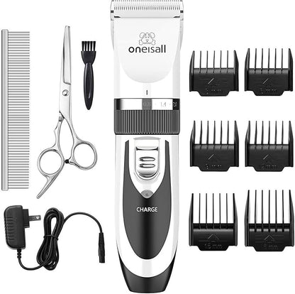 oneisall Dog Shaver Clippers Low Noise Rechargeable Cordless Electric Quiet Hair Clippers Set for Dogs Cats Pets