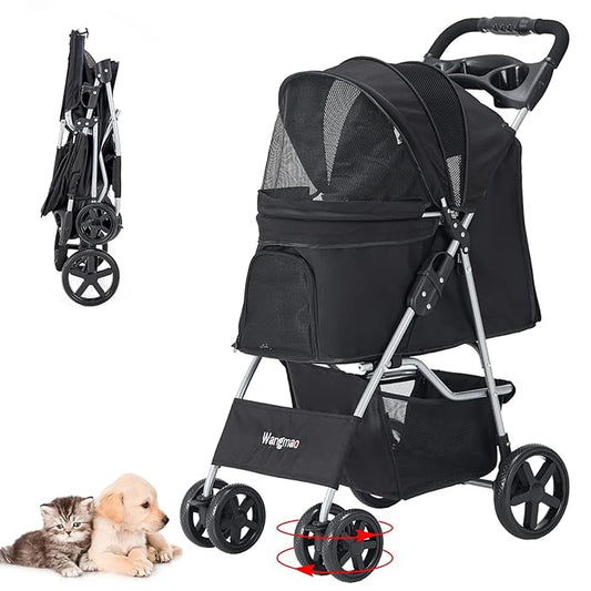Pet Stroller for Medium Small Dogs and Cats 4 Wheels,