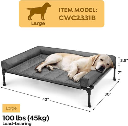 Veehoo Cooling Elevated Dog Bed + Waterproof Removable Pillow-Top Mat
