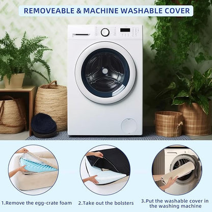 pettycare Orthopedic Dog Bed for Large Dogs Waterproof Pet Bed Soft Sofa with Two Fabrics Washable Removable Cover Egg Foam Support Anti-Slip Bottom Extra Head and Neck Support Sleeper