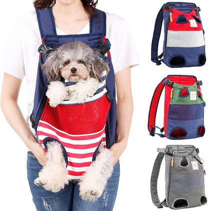 Dog Carrier Backpack, Pet Front Carrier Backpack Legs Out Dog Chest Carrier for Small Medium Dogs, Hands-Free Cat Backpack Carrier Dog Travel Backpack Airline Approved Hiking Bike Motorcycle