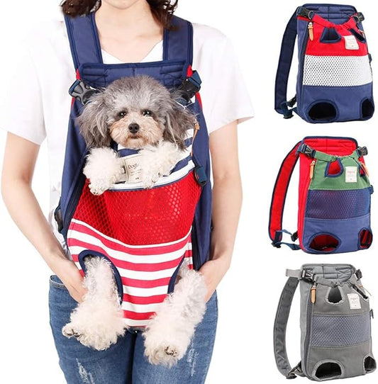 Dog Carrier Backpack, Pet Front Carrier Backpack Legs Out Dog Chest Carrier for Small Medium Dogs, Hands-Free Cat Backpack Carrier Dog Travel Backpack Airline Approved Hiking Bike Motorcycle