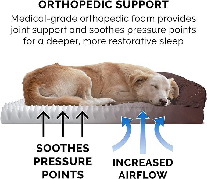 Furhaven Orthopedic Dog Bed for Large Dogs w/ Removable Bolsters & Washable Cover 95 lbs