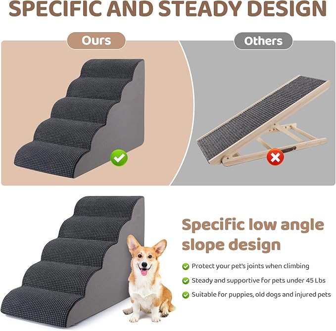 Dog Stairs for High Beds 5-Step Dog