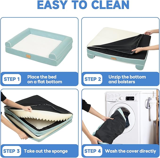 Orthopedic Dog Bed for Extra Large Dogs Deluxe Plush & Faux Leather XXL Dog Bed for Big Dogs Washable Dog Couch with Waterproof Removable Cover