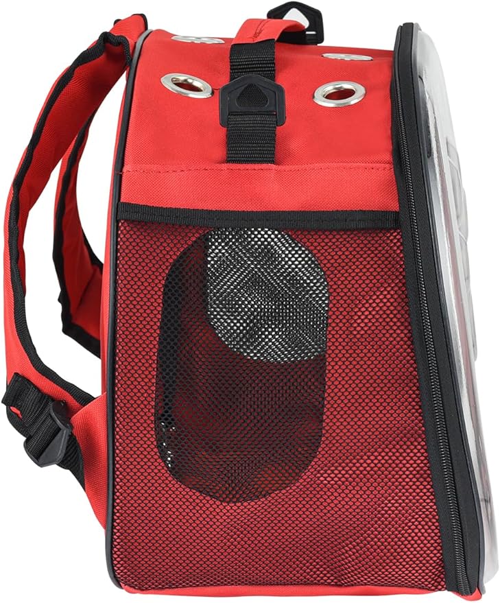 Pet Carrier Backpack, cat Carrier Bag, cat Dog Carrier Bag, Bird Carrier Bag, Backpack Carrier with Foldable Shoulder Strap, Designed for Cats and Puppies, Airline Approved, Travel, Hiking (Red)