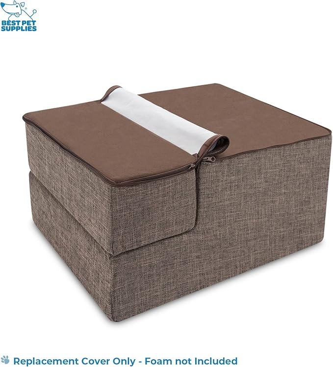 Best Pet Supplies Foldable Pet Stairs Cover for Foam Dog Ramps 3-Step