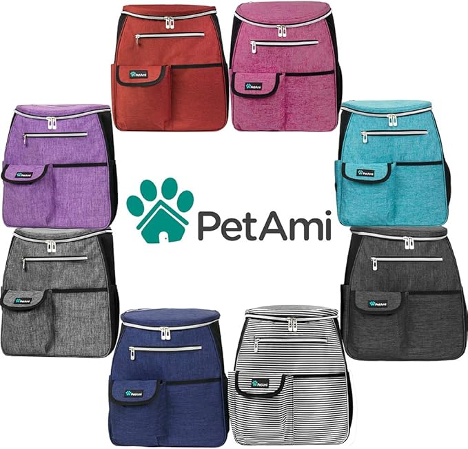 PetAmi Dog Travel Bag Backpack, Airline Approved Dog Bags for Traveling, Puppy Diaper Bag Supplies, Pet Camping Essentials Hiking Accessories Dog Mom Gift, Food Container, Collapsible Bowls, Navy Blue