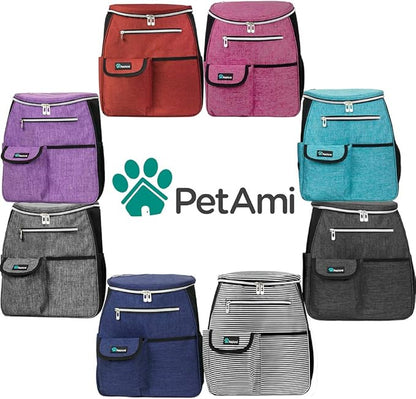 PetAmi Dog Travel Bag Backpack, Airline Approved Dog Bags for Traveling, Puppy Diaper Bag Supplies, Pet Camping Essentials Hiking Accessories Dog Mom Gift, Food Container, Collapsible Bowls, Teal Blue