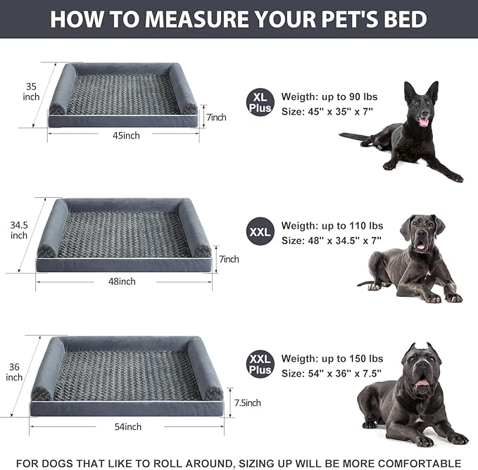 BFPETHOME Extra Large Dog Bed 48x35x7 inches,