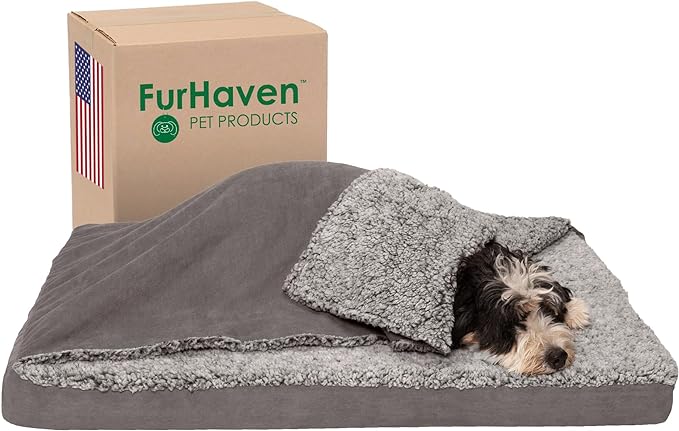 Furhaven Orthopedic Dog Bed for Large/Medium Dogs w/ Removable Washable Cover 55 lbs