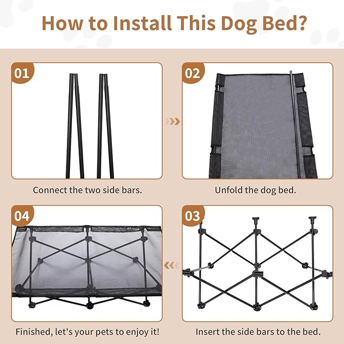 KingCamp Elevated Dog Bed with Separate Washable Sleeping Mat