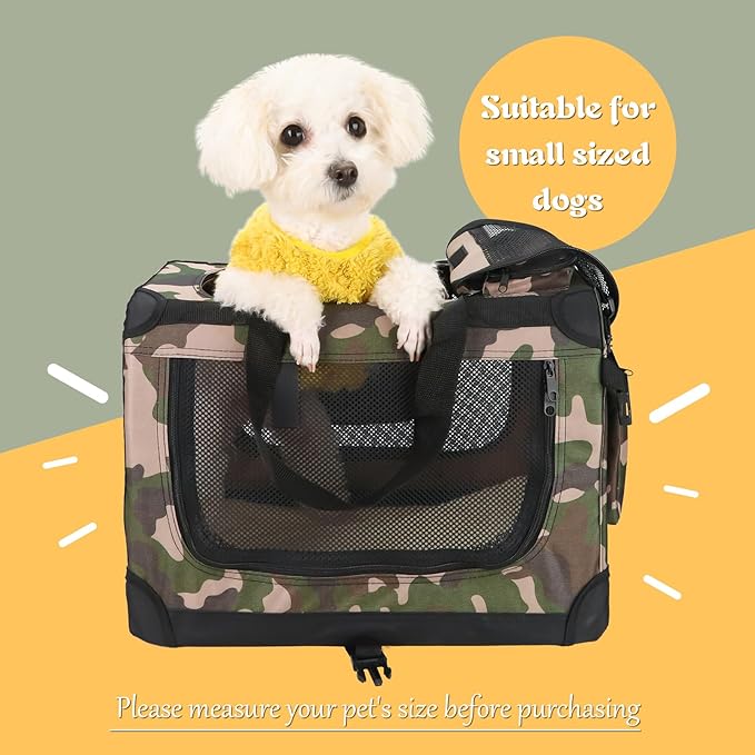 Pet Carrier Airline Approved Pet Carrier 23.7x16.6x17.3 Inches Dog Carriers for Small Dogs Cat Carriers for Medium for Small Cats and Dogs with Locking Safety Zippers and Anti-Scratch Mesh（Camouflage）