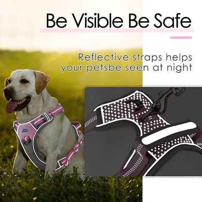 ThinkPet No Pull Harness Breathable Sport Harness with Handle-Dog Harnesses Reflective Adjustable for Medium Large Dogs,Back/Front Clip for Easy Control