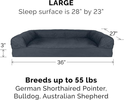 Furhaven Memory Foam Dog Bed for Large/Medium Dogs w/ Removable Bolsters & Washable Cover 55 lbs