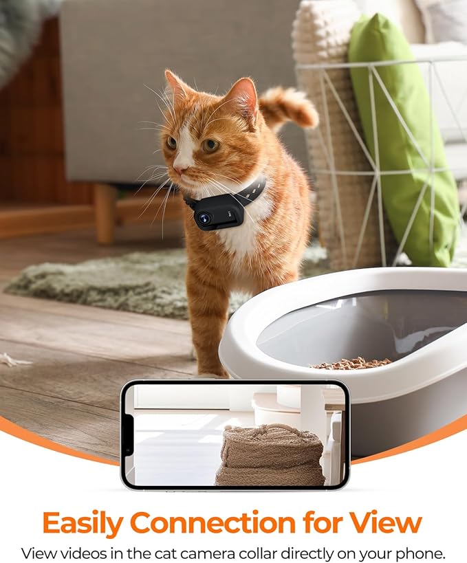 HD 4K Dog Tracker Collar, WiFi Cat Collars Camera Mini Action Camera for Video Records Wireless Cats Dogs Collar Mini Body Cam Outdoor/Inoor Pet Supplies Birthday