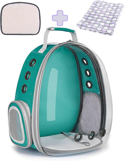 LOLLIMEOW Pet Carrier Backpack, Bubble Backpack Carrier, Cats and Puppies,Airline-Approved, Designed for Travel, Hiking, Walking & Outdoor Use (Classic-Green)