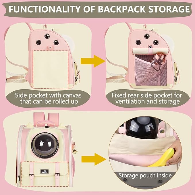 Clear Bubble Cat Carrier Backpack, Space Capsule Pet Carrier Backpack for Large Cats and Small Dog, Breathable Dog Backpack Carrier for Travel and Hiking