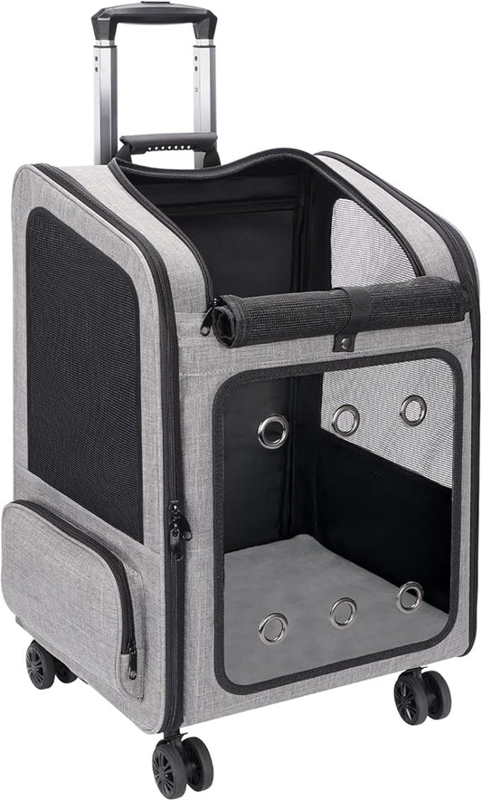 Extra Large Pet Carrier Backpack with Wheels Cats Under 30 Lbs, for Dogs Puppies Rabbits Other Animals Under 25 Lbs, Great for Travel/Hiking/Outdoor Use