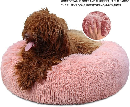 Pink Dog Bed for Small Dogs Machine Washable Anxiety,19 Inch 10 lb