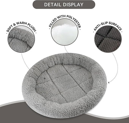 Enjoying Small Round Cat Bed Diameter 13.78" Round Cat Pillow Bed for Tiny Cats Puppy Relying/Curling Sleep Warm Cat Cushion for Crates