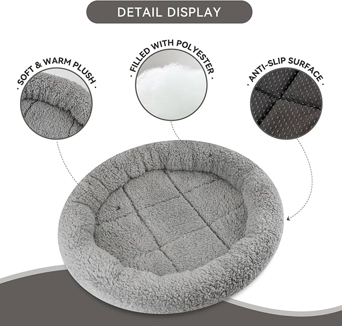 Enjoying Small Round Cat Bed Diameter 15.75" Round Cat Pillow Bed for Small Medium Dogs Cats Relying/Curling Sleep Warm Cat Cushion for Crates