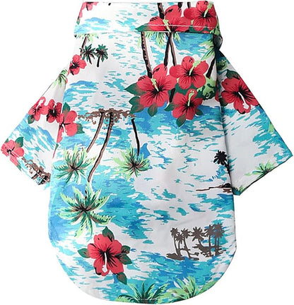 Summer Dog Clothes Boy Girl Dog Hawaiian Shirt Hawaii Style Breathable Cool Costume Beach Seaside Sweatshirt for Small Puppy Polo T-Shirt Pet Outfit