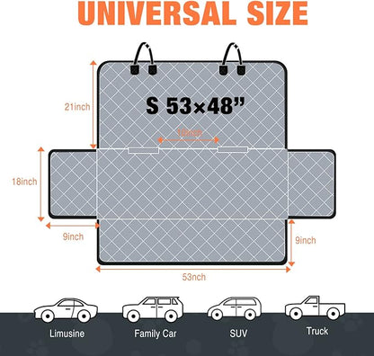 IVY&LANE Dog Car Seat Cover for Back Seat 100% Waterproof 600D Scratch (Grey,53"×48")