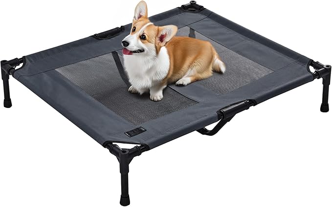 Raised Cooling Dog Bed 36"x30"x7" Grey