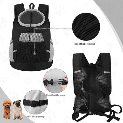 SUNRISING Pet Dog Carrier Backpack for Small Dogs,Dog Front Carrier with Storage Pockets Head Out Breathable Dog Back Pack for Hiking Dog Backpack Carrier with Safety Strips Black S New