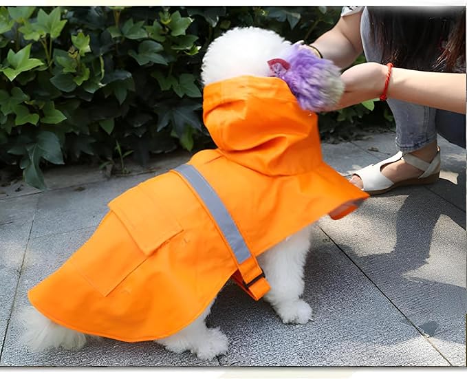 NACOCO Large Dog Raincoat Adjustable Pet Water Proof Clothes Lightweight Rain Jacket Poncho Hoodies with Strip Reflective (XXXL