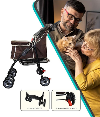 AmorosO 4 Wheels Pet Convenient Stroller
