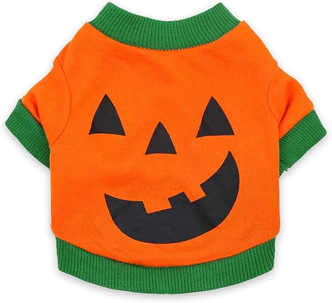 Dog Pumpkin Clothes Cat Shirts Puppy Lightweight Sweatshirts Pet Outfits for Halloween Thankgiving Day Holiday Party