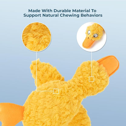 Best Pet Supplies Ducky Doodle Squeaky Crinkle Plush Toy for Small and Medium Breed Puppies or Dogs – Ducky Doodle (Gold), Small