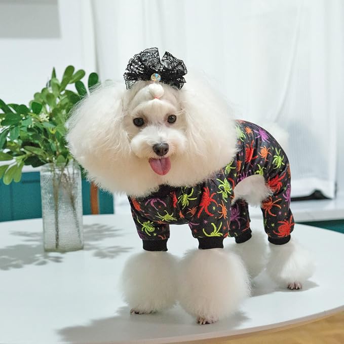 CuteBone Dog Halloween Pajamas Spider Clothes Soft Puppy Pjs for Small Dogs P250M