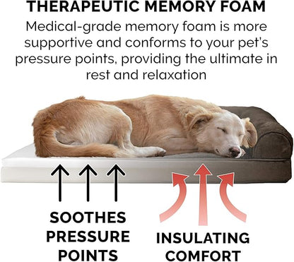 Furhaven Memory Foam Dog Bed for Large Dogs w/ Removable Bolsters & Washable Cover 125 lbs