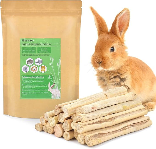 Bissap 250g/0.5Ib Sweet Bamboo Chew Sticks for Rabbits, Bunny Molar Treats Snack for Small Animals Hamster Chinchilla Guinea Pigs Rabbit Squirrel Natural Teeth Grinding Toys