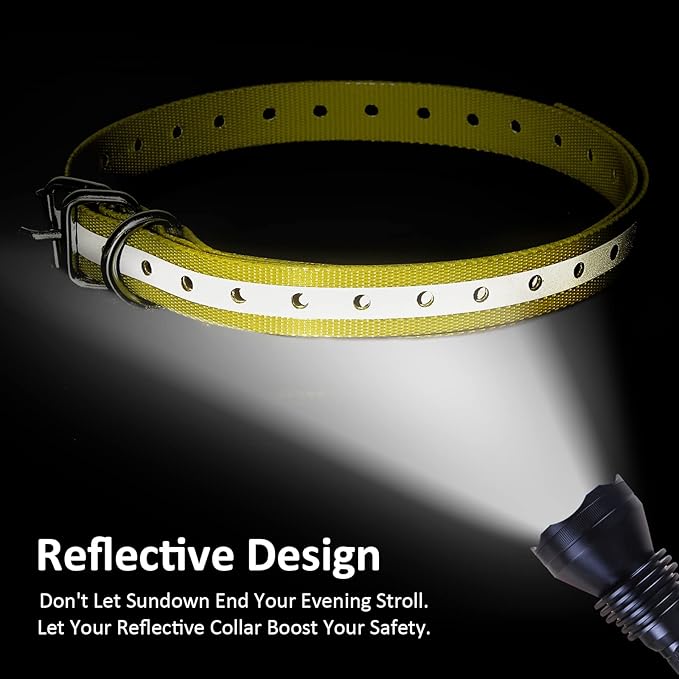 Replacement Collar Strap 3/4',Reflective,Adjustable,Metal Buckled,Waterproof Pack2)