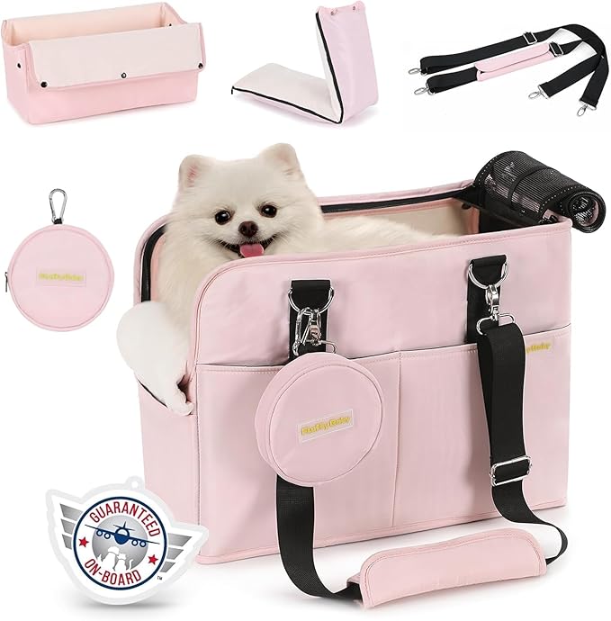 Dog Carrier, Pet Carrier for Medium to Large Cats and Small Dogs, with Removable Liner Holds Cat Carriers up to 18 lbs for Small Dogs, Soft Sided Foldable Cat Carrier(Pink)