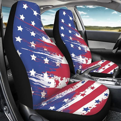 American Flag Print Car Seat Covers Set of 2
