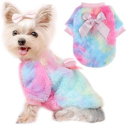 Dog Sweaters for Small Dogs Girl Boy Winter Tie-Dye Puppy Sweater Warm Pet Clothes Outfits for Chihuahua Yorkie Shih Tzu Teacup Cold Weather Dog Coat Spring Cat Apparel (X-Small 1)