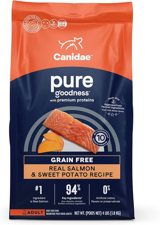 Canidae Pure Real Salmon & Sweet Potato Recipe Adult Dry Dog 4 LB (packaging may vary)