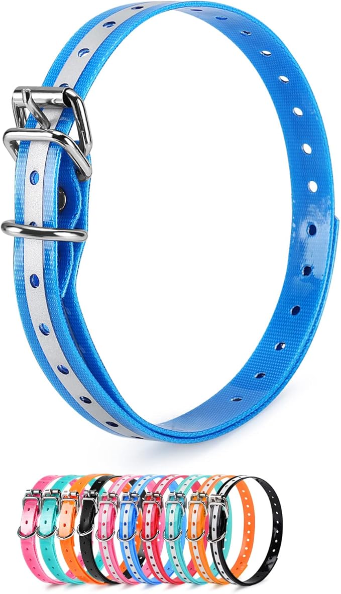 Replacement Collar Strap 3/4',Reflective,Adjustable,Metal Buckled,Waterproof