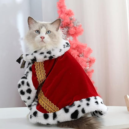 Lovelyshop pet Serial Lux Fur Red Cat Dog Cloak for Halloween Costumes