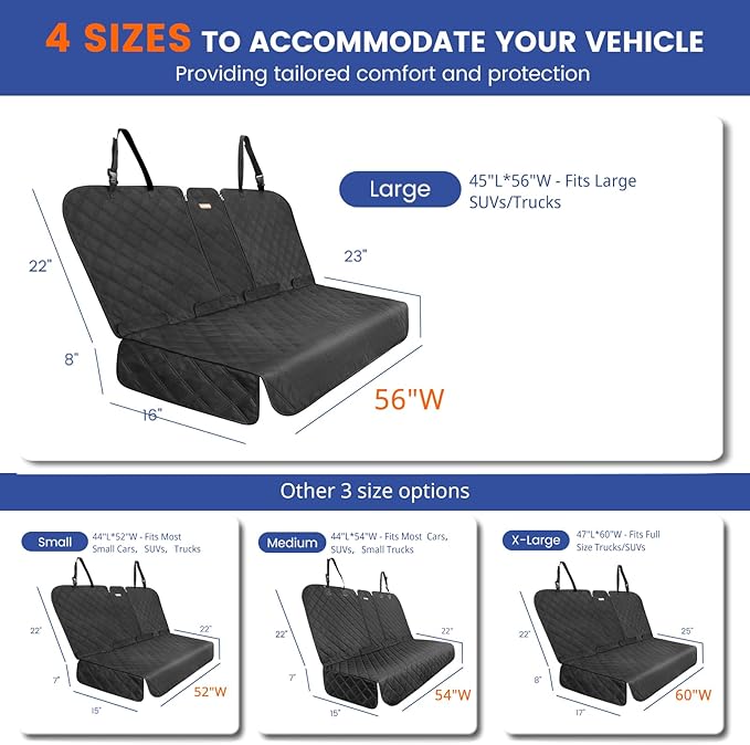 Back Seat Cover 60/40 Split Bench for Large SUVs 900D Waterproof