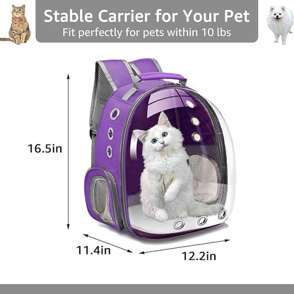 Henkelion Cat Backpack Carrier Bubble Carrying Bag, Small Dog Backpack Carrier for Small Medium Dogs Cats, Space Capsule Pet Carrier Dog Hiking Backpack, Airline Approved Travel Carrier - Purple