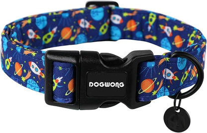 DOGWONG Blue Cotton Dog Collar
