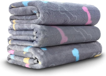 1 Pack 3 New Dogs Blankets for Large Dogs Medium Pet Blanket Super Soft Fluffy Premium Fleece Dog Blanket Flannel Throw for Dog Puppy Cat Paw Blanket (Grey, Large (41in x 31in))